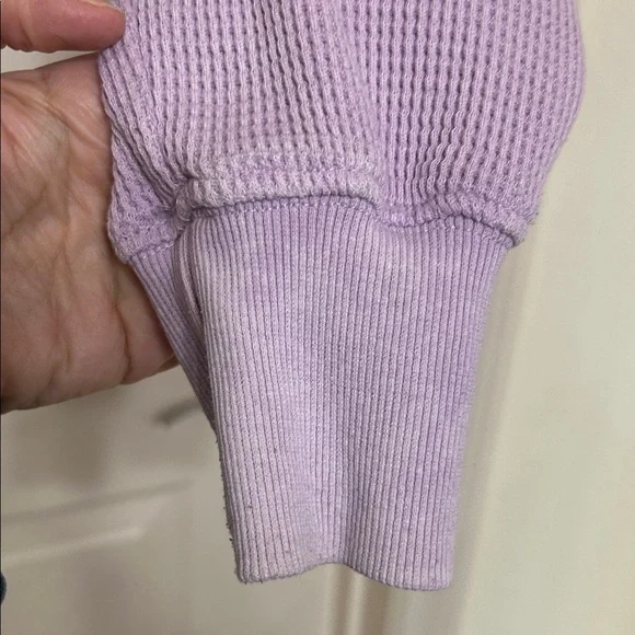 Hippie Rose Lavender Waffle Knit Quarter-Zip Crop Top with Long Sleeves M ptp 21 - Picture 8 of 13